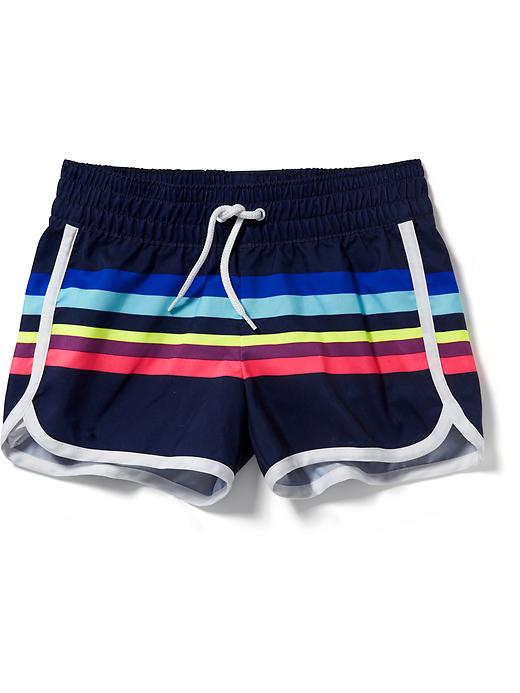 View large product image 1 of 1. Pieced-Stripe Board Shorts for Girls
