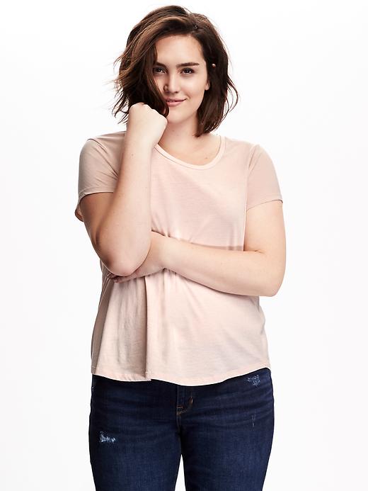 Image number 1 showing, Solid Plus-Size Scoop Neck Tee