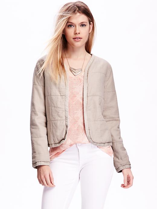 Image number 1 showing, Quilted Open-Front Jacket
