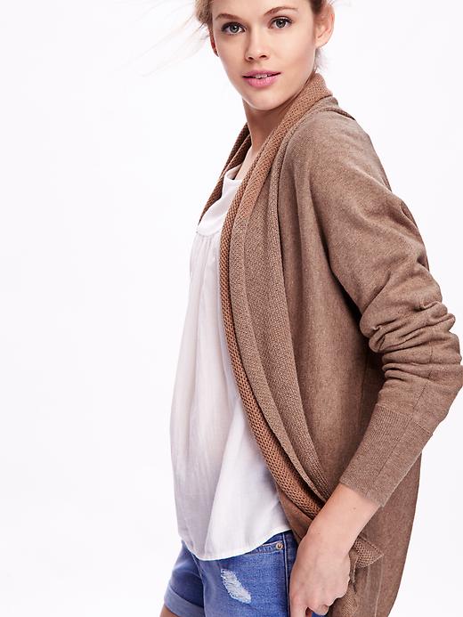 Image number 4 showing, Shawl-Collar Open-Front Cardi for Women