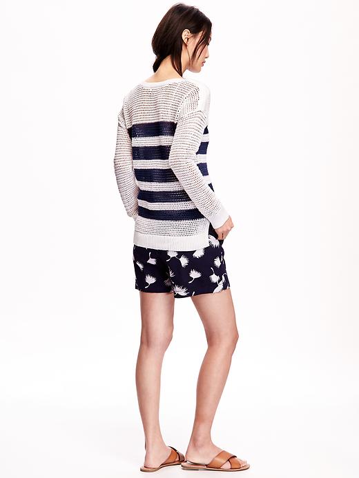 Image number 2 showing, Open-Stitch Crew-Neck Sweater for Women