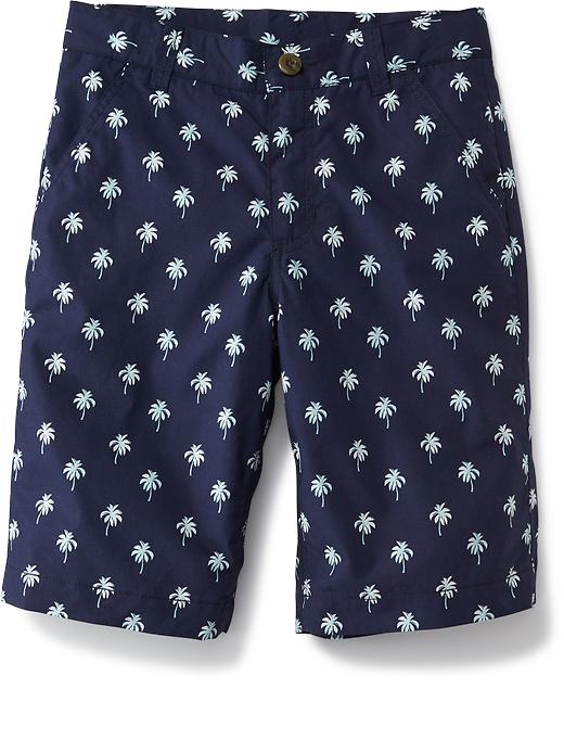 View large product image 1 of 2. Tropical-Print Flat-Front Poplin Shorts for Boys