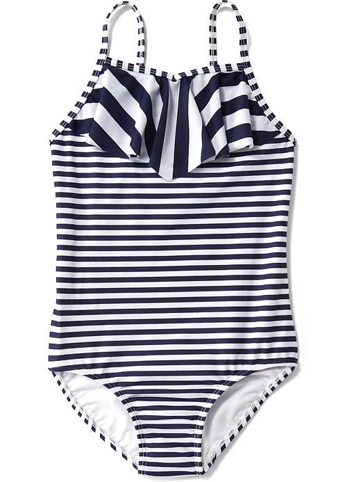 View large product image 1 of 2. Ruffle-Trim Swimsuit for Girls