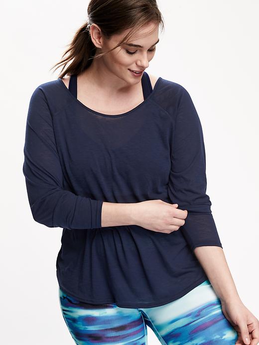 Image number 4 showing, Go-Dry Long-Sleeve Plus-Size Tee