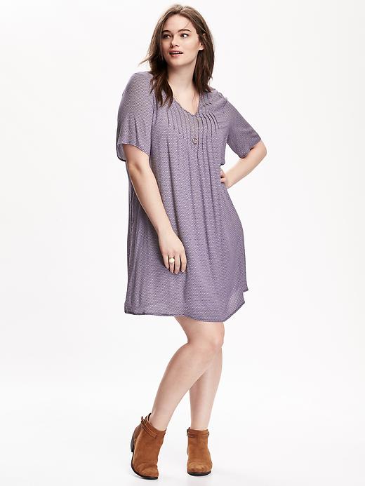 View large product image 1 of 1. Crepe Pintucked Plus Size Dress