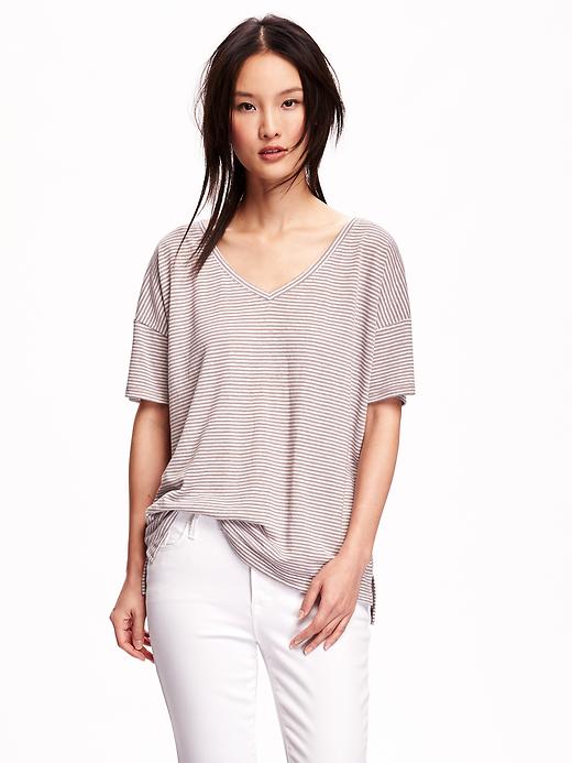 View large product image 1 of 1. Boyfriend Linen-Blend V-Neck for Women