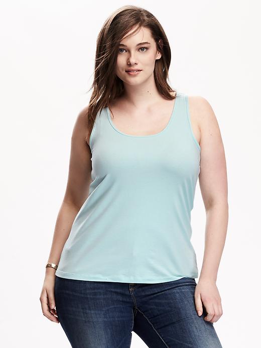 View large product image 1 of 1. Essential Fitted Plus-Size Scoop Tank