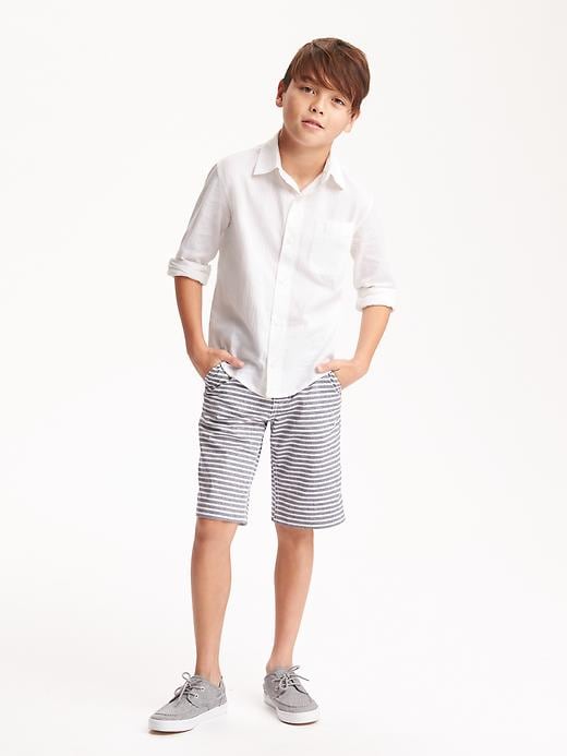View large product image 1 of 3. Flat Front Stripe Short for Boys