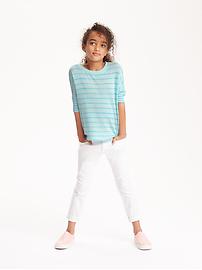 View large product image 3 of 3. Cuffed White Denim Capris for Girls