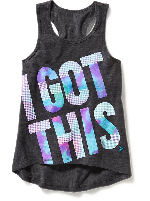 View large product image 2 of 2. Go-Dry Graphic Racerback Tank for Girls