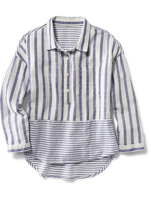 View large product image 1 of 1. Relaxed Stripe Popover Top for Girls