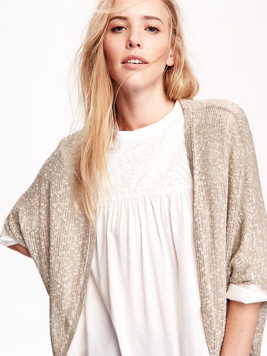 Image number 4 showing, Open-Front Ribbed Cocoon Cardigan for Women