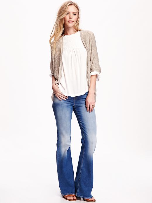 Image number 3 showing, Open-Front Ribbed Cocoon Cardigan for Women