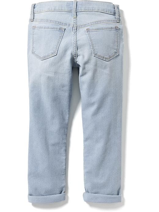View large product image 2 of 2. Cuffed Light-Wash Denim Capris For Girls