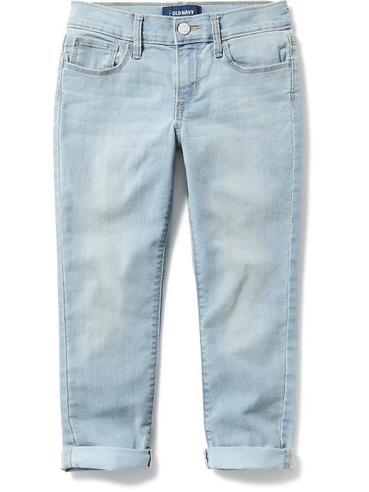 View large product image 1 of 2. Cuffed Light-Wash Denim Capris For Girls