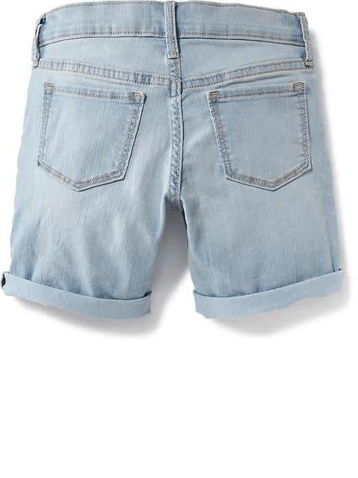 View large product image 2 of 2. Light-Wash Midi Jean Shorts for Girls