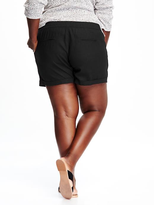 View large product image 2 of 2. Linen-Blend Plus-Size Shorts (5")