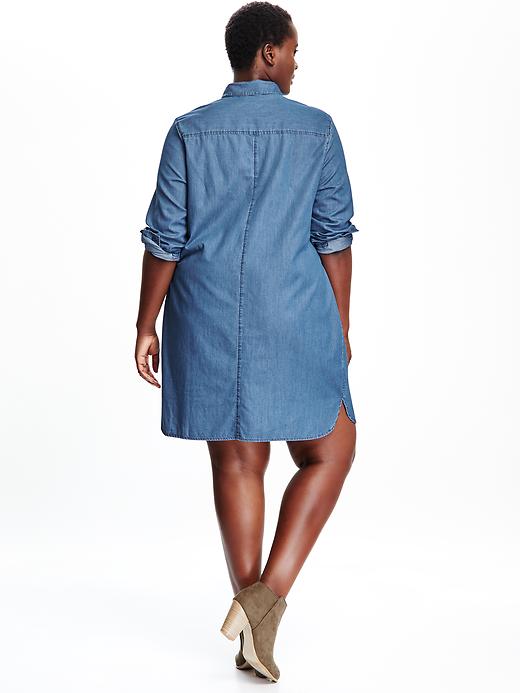 Image number 2 showing, Women's Plus Chambray Shirt Dress