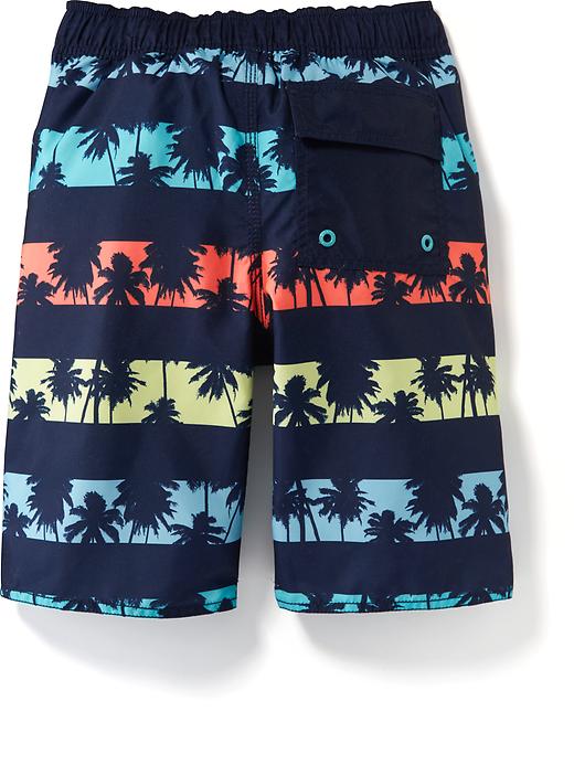 View large product image 2 of 2. Palm-Tree Print Swim Trunks for Boys