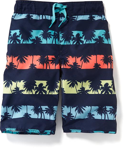 View large product image 1 of 2. Palm-Tree Print Swim Trunks for Boys