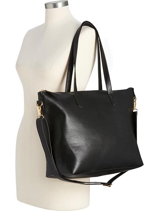 View large product image 2 of 2. Classic Faux-Leather Zipper Tote for Women