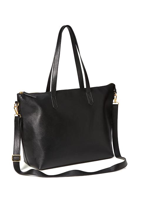 View large product image 1 of 2. Classic Faux-Leather Zipper Tote for Women