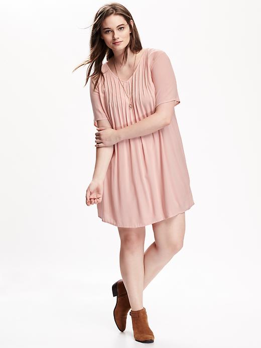 Image number 1 showing, Crepe Pintucked Plus Size Dress