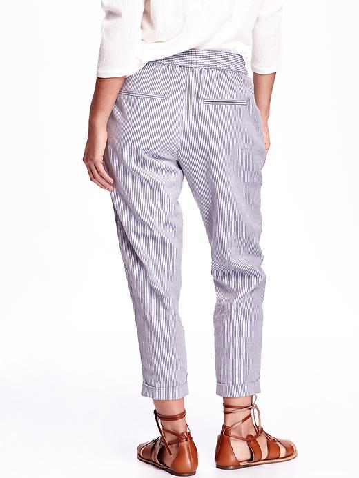View large product image 2 of 2. Cropped Linen-Blend Pants for Women