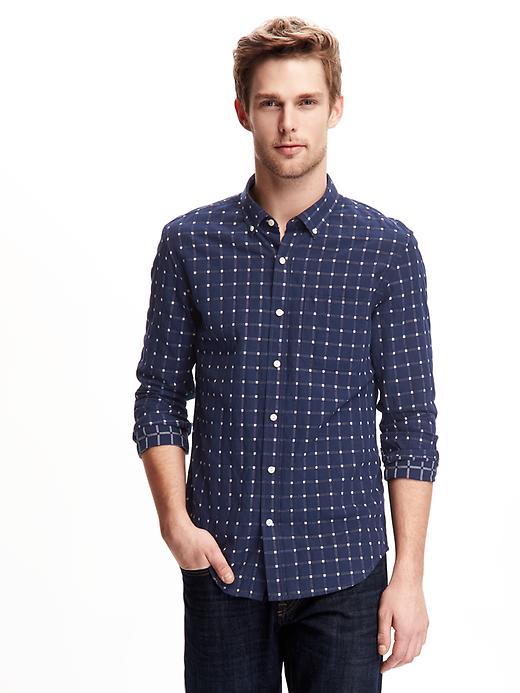 Image number 1 showing, Embroidered Plaid Slim-Fit Button-Front Shirt for Men