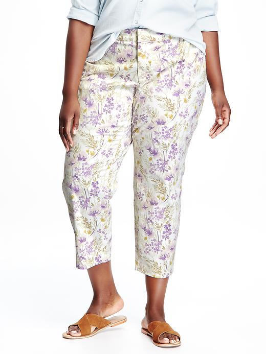 View large product image 1 of 2. Smooth & Slim Printed Plus-Size Pixie Chinos