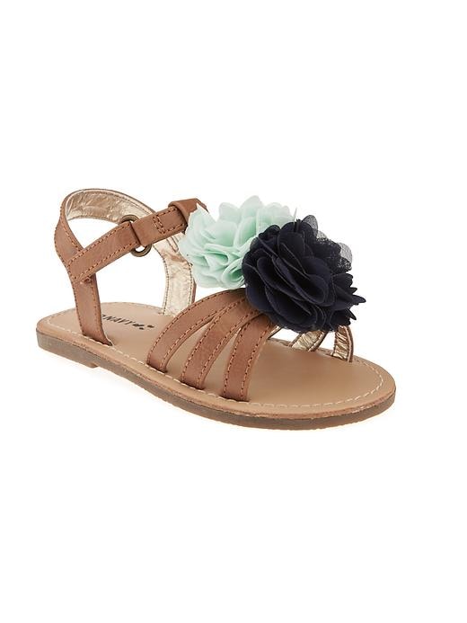 View large product image 1 of 1. Chiffon-Rosette Faux-Leather Sandals For Toddler