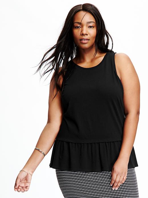 View large product image 1 of 1. Relaxed Peplum Plus-Sized Tank