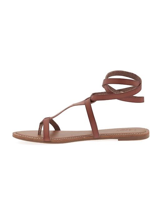 Image number 2 showing, Faux Leather T-Strap Sandals for Women