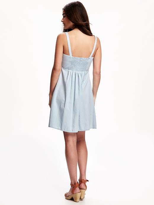 Image number 2 showing, Button-Front Chambray Sundress for Women