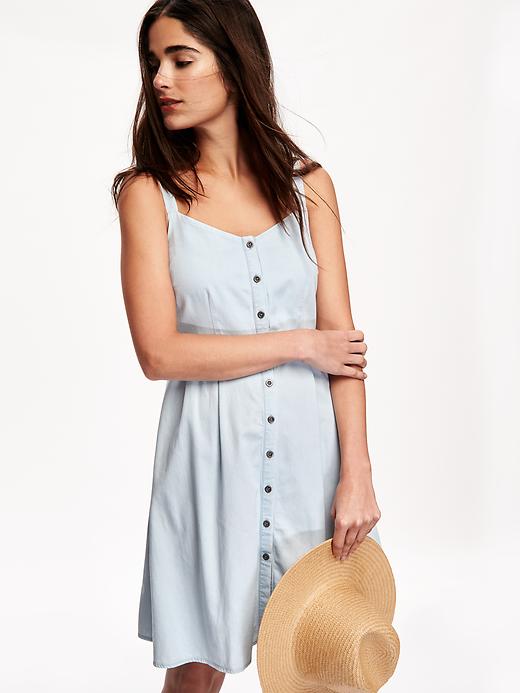 Image number 3 showing, Button-Front Chambray Sundress for Women