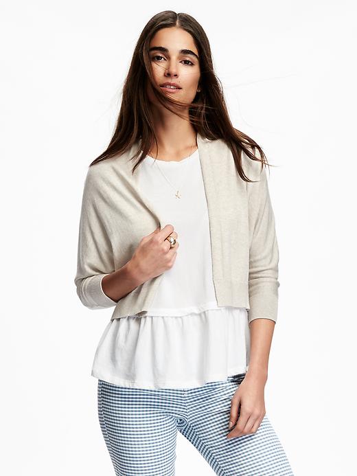 View large product image 1 of 1. Cropped Open-Front Dolman-Sleeve Cardi for Women