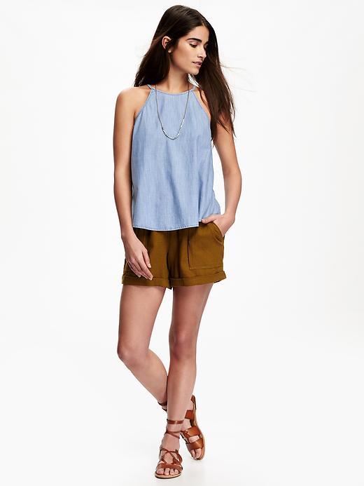 Image number 3 showing, Chambray Trapeze Tank for Women