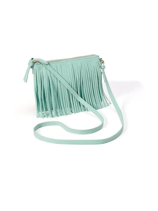 View large product image 1 of 2. Sueded Fringe Crossbody Bag for Women