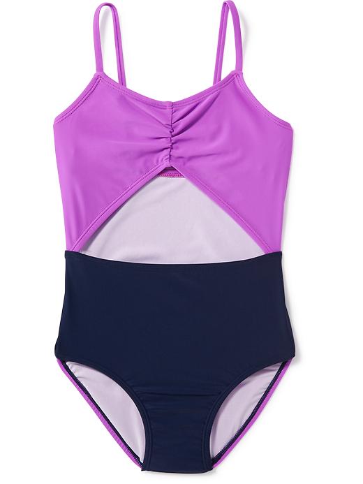 View large product image 1 of 2. Colorblock Cut-Out One-Piece for Girls
