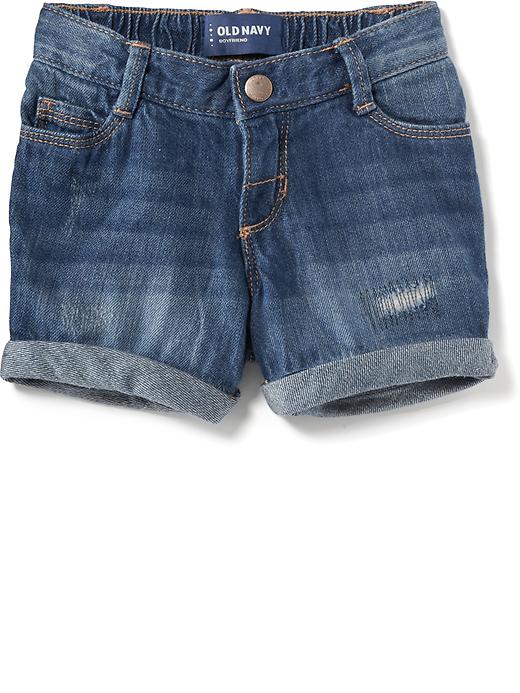 View large product image 1 of 2. Cuffed Denim Boyfriend Shorts for Toddler