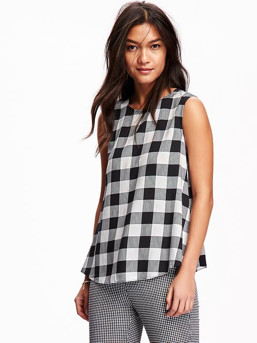 Image number 1 showing, Soft Plaid Trapeze Tank for Women