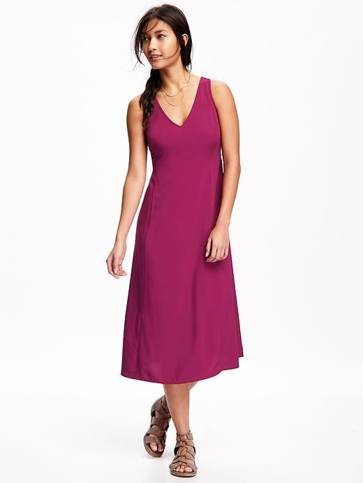 Old Navy V Neck Midi Dress For Women Size M Petite - Berry chutney