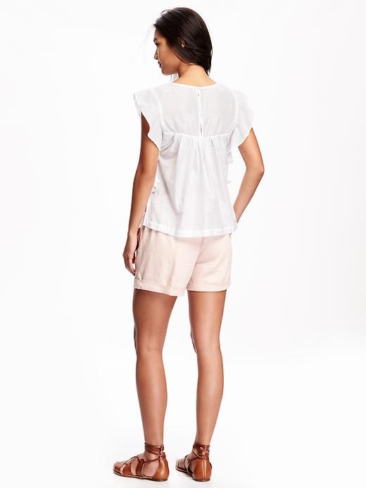 Image number 2 showing, Embroidered Ruffle-Sleeve Top for Women