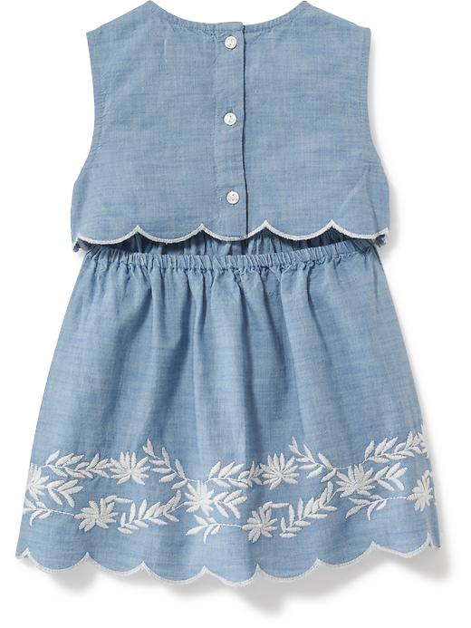 View large product image 2 of 2. 2-In-1 Embroidered Chambray Dress for Toddler