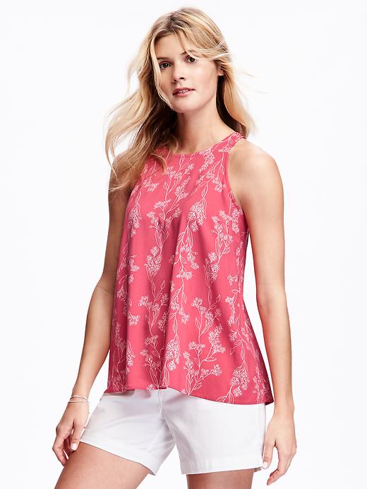 View large product image 1 of 1. Printed High-Neck Trapeze Tank for Women