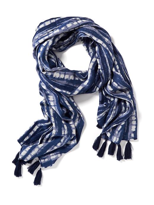 View large product image 1 of 1. Jacquard-Patterned Tassel Scarf for Women
