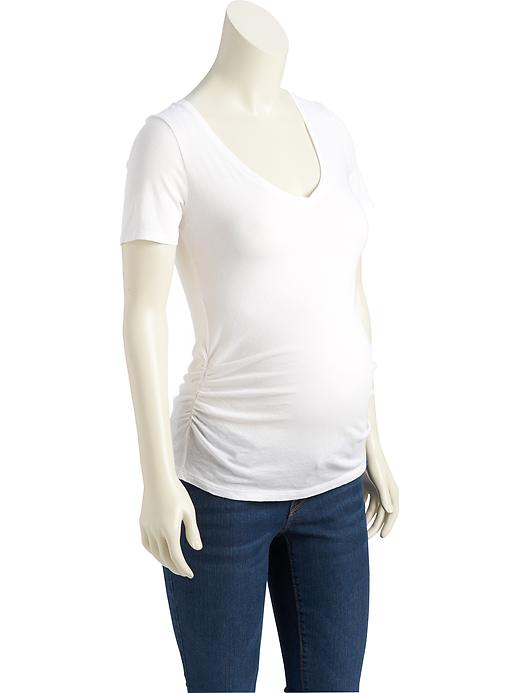 View large product image 1 of 1. Maternity Shirred V-Neck Tee