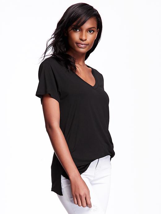 View large product image 1 of 1. Relaxed Drapey V-Neck Tee for Women