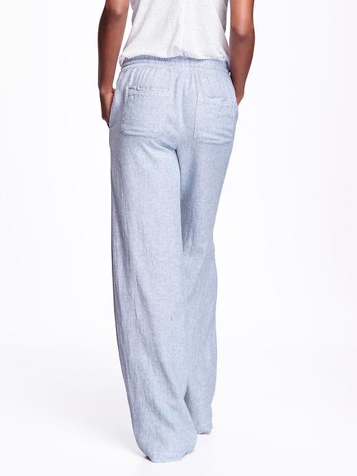 View large product image 2 of 2. Wide-Leg Linen-Blend Pants for Women