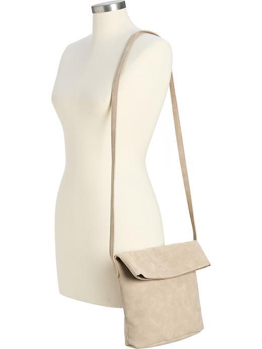 View large product image 2 of 2. Sueded Fold-Over Cross-Body Bag for Women